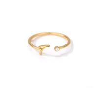 Chic - Anello in rame con 26 lettere e zirconi, perfetto per persone alla moda (Letters of T)