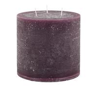 Chic Antique Macon - Candela cilindrica rustica antica, 100% paraffina, lunga durata, con 3 stoppini, altezza 15/diametro 15 cm, colore: prugna