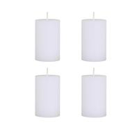 Chic Antique Macon - Set di 4 candele rustiche a pilastro, 100% paraffina, lunga durata, H8/D5 cm, colore: Bianco
