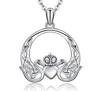 CHIC ARTSY - Collana in argento Sterling 925 con ciondolo a forma di triscele celtico, con nodo celtico, senza pietra preziosa