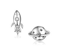 CHIC & ARTSY Orecchini a forma di luna e stella, in argento Sterling 925, a forma di mezzaluna, lucidi, per cartilagine, set da donna, Argento sterling, Nessuna pietra preziosa