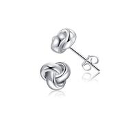 CHIC ARTSY Orecchini a nodo d'amore grosso in argento sterling 925 da 8 mm Orecchini a nodo d'amore bianco lucido