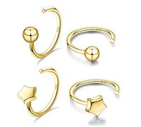 CHIC & ARTSY Orecchini a semicerchio in argento Sterling 925, piccoli orecchini a cerchio a sfera, barra, stella, luna, cuore, croce, punto, triangolo, orecchini a cerchio per cartilagine, piccoli