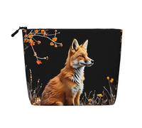 Chic Autumn Fox - Pochette per il trucco da donna, grande pochette cosmetica da viaggio, organizer per articoli da toilette effetto lino resistente all'acqua con cerniera, borsa portaoggetti per la cu