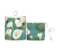 Chic - Barattoli in plastica trasparente con coperchio, motivo: calle, colore: turchese, piccoli contenitori decorativi per tamponi di cotone, bastoncini di cotone, filo interdentale, graffette