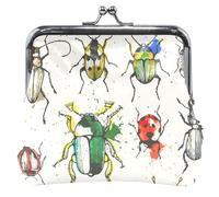 Chic Beetles Bugs - Portamonete da donna, in pelle, con fibbia a forma di bacio, colore: beige, Chic Beetles Bugs Beige, classico