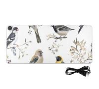 Chic Birds - Tappetino per mouse riscaldato in poliuretano, 80 x 33 cm, per scrivania, per casa, ufficio, scrivania, essenziale per scrivere