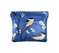 Chic Black - Capped Chickadee Birds Royal Blue Fashion Women PU Leather Coin Purse Decorative Change Holder Card Organizer per uomo donna viaggio bolsitas para