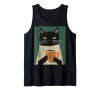 Chic Black Cat & Drinking Coffee - Regalo per Gli Amanti dei Gattini Canotta