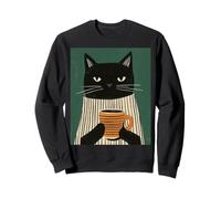 Chic Black Cat & Drinking Coffee - Regalo per Gli Amanti dei Gattini Felpa