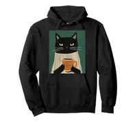 Chic Black Cat & Drinking Coffee - Regalo per Gli Amanti dei Gattini Felpa con Cappuccio
