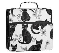 Chic - Borsa portadocumenti con cerniera a 3 anelli, con manico e tracolla rimovibile, tasche multiple, 3,8 cm, colore: nero