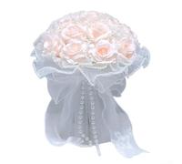 Chic Bouquet di rose artificiali per matrimoni e proposte, perfetto per feste all'aperto (rosa)