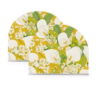 Chic Calla Lily Giallo Limone Verde Chiaro Acrilico Portasciugamani per Bagno, Ristorante autoportante Portatovaglioli e Portautensili Home Decor