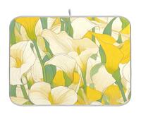 Chic Calla Lily giallo limone verde chiaro assorbente tappetino da cucina tappetino scolapiatti per cucina grande 18 x 24