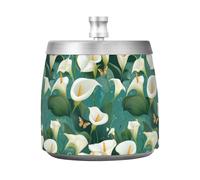 Chic Calla Lily - Posacenere da esterno in acciaio inox con coperchio, per tavolo da esterno, senza fumo, decorativo per esterni, per esterni