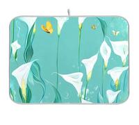 Chic Calla Lily - Tappetino scolapiatti per cucina, 18 x 24 x 18 x 24 cm, colore: turchese