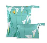Chic Calla Lily Turquoise Flowers prop1 Borse per panno 2 Pack Wet Bag per costume da bagno con manici per piscina
