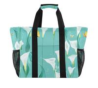 Chic Calla Lily Turquoise Flowers Utility Bag per baule pieghevole resistente all'acqua con manici borse da spiaggia, chic Calla Lily Fiori Turchese, 1 size, Moda
