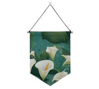 Chic Calla Lily Turquoise Hanging Fabric Banner con asta telescopica Banner Display Wall Hanging Party Decorazioni per Festival & giorno speciale