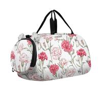 Chic Carnation - Borsa da palestra piccola con scomparto per scarpe, grande capacità, ideale per la pratica scolastica, lo sport, i viaggi, chic Garofano bianco rosso