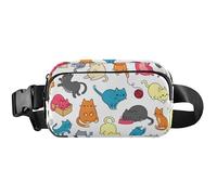 Chic Cat - Marsupio impermeabile da donna, per festival e viaggi, motivo gatto bianco, 20,3 x 13,5 x 5,8 cm, divertente, carino, gatto chic, bianco, 20,3 x 13,5 x 5,8 cm, divertente e carino, Chic Cat
