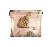 Chic Cats PU Leather Piccolo Portamonete Comodo Mini Makeup Bag per Uomo Donna Viaggio, Gatti Chic, 4.33"(L) x 3.74"(W) x 0.39"(H), classico