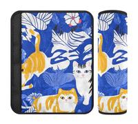 Chic Cats Royal Blue - 2 copri cinture di sicurezza, proteggono collo e spalle, per la maggior parte delle auto, per cintura di sicurezza