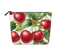 Chic Cherry - Pochette per il trucco da donna, grande astuccio da viaggio per cosmetici, organizer per articoli da toilette effetto lino resistente all'acqua con cerniera, borsa portaoggetti per la cu