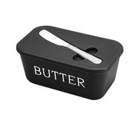 Chic - Contenitore per burro con supporto per spatola integrato, perfetto per conservare burro, formaggio e snack, facile da pulire e mantenere (nero)