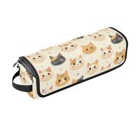 Chic Cute Cats Face Hair Tool Borsa da viaggio per donne con tappetino rimovibile resistente al calore impermeabile portatile aperto piatto borsa da viaggio per ferro arricciacapelli piastra