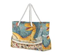 Chic Dinosaur Vintage Vasca Da Bagno Sandproof Bag Borsa Da Viaggio Tote con Tasche Laterali Borsa Con Tasche per Spiaggia & Scuola &
