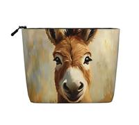 Chic Donkey Face Pochette per il trucco da donna, grande pochette cosmetica da viaggio, organizer per articoli da toilette effetto lino resistente all'acqua con cerniera, borsa porta prodotti per la c