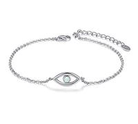 CHIC e ARTISTICI Braccialetti con Occhio Malvagio in Argento Sterling 925 Braccialetti con Maglie in Opale Regolabili per Donna