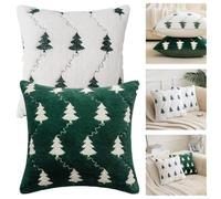 Chic Federa in peluche con motivo albero di Natale, un must have per interni festivi (verde)