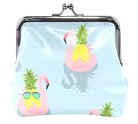 Chic Flamingos - Portafogli e borse in pelle personalizzati, motivo fenicotteri con fibbia e chiusura a bacio per ragazze, Fenicotteri Chic Blu Chiaro, UNITALLA, Classic, Fenicotteri Chic Blu Chiaro