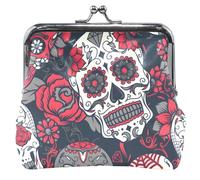 Chic Floral Sugar Skulls - Portafoglio in pelle nera per donne e ragazze, con fibbia e chiusura a bacio, Chic Floral Sugar Skulls Black, UNITALLA Classic, Chic Floral Sugar Skulls Black, UNITALLA