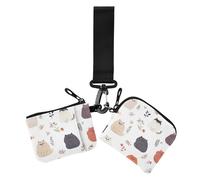 Chic Flower Cats White - Portafogli da donna doppi per biglietti da visita, mini organizer per biglietti da visita, con portachiavi, per lavoro e viaggi, 2 pezzi, Gatti fiori chic bianchi, 1 size