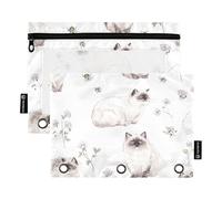 Chic Himalayan Cats - Astuccio tascabile con cerniera e finestra trasparente, colori assortiti, per riporre studenti scolastici e insegnanti, 2 pezzi