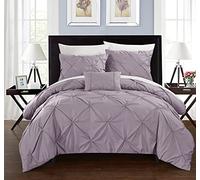 Chic Home ds2509-an Daya Daya Pinch Pleated Ruffled Copripiumino 3 Pezzi, Doppia, Viola