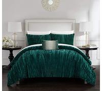 (TG. King) Chic Home Westmont - Set di 4 piumoni in velluto riccio increspato, p