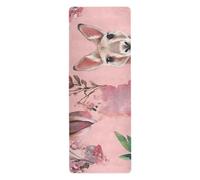 Chic Kangaroo Hot Pink tappetino da yoga con borsa da trasporto 1 mm per allenamenti a pavimento stampato, antiscivolo, asciugamano caldo yoga e borsa 180,3 x 66 cm