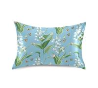 Chic Lily Of The Valley, federa per cuscino in flanella blu, per bambini e bambini, per capelli e pelle, king size, con chiusura a busta, per letto da 50 x 101 cm