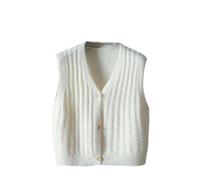 Chic maglia gilet donna interno ed esterno vita cappotto donna scollo a V sciolto maglione gilet, Beige, XL