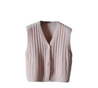 Chic maglia gilet donna interno ed esterno vita cappotto donna scollo a V sciolto maglione gilet, cachi, 3XL