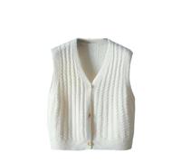 Chic maglia gilet donna interno ed esterno vita cappotto donna scollo a V sciolto maglione gilet, Nero , M