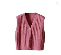 Chic maglia gilet donna interno ed esterno vita cappotto donna scollo a V sciolto maglione gilet, Rosso, 3XL