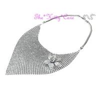 Chic Maglia Metallica Rete Metallo Liquido Fiore Floreale Fazzoletto Bavaglino