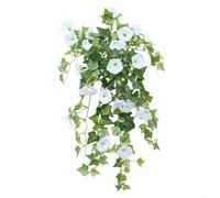Chic Morning Glory - Cesto di fiori da appendere, in seta artificiale, motivo floreale, per decorare la casa, il giardino e il balcone, colore: bianco