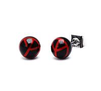 Chic-Net Prigionieri della sfera Pace 6 millimetri acrilico orecchini in acciaio inox unisex, senza nichel nero rosso